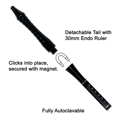 Black Micro Mirror with handle – Ultra Bright with Endodontic Ruler (10mm Mirror Head)