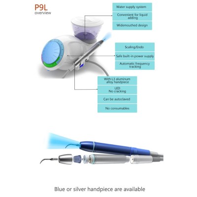 Ultrasonic Scaler LED with water bottles, scaling and Endo tips 